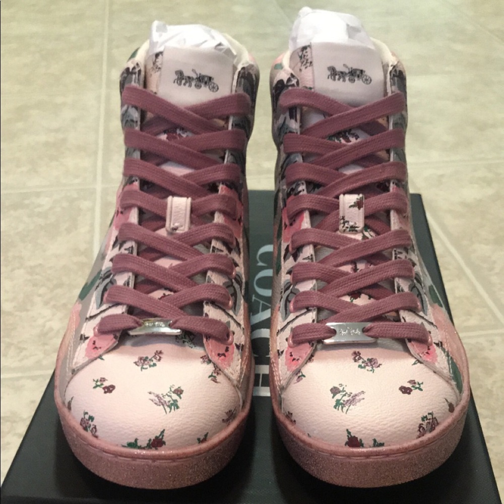 Coach pink floral high top